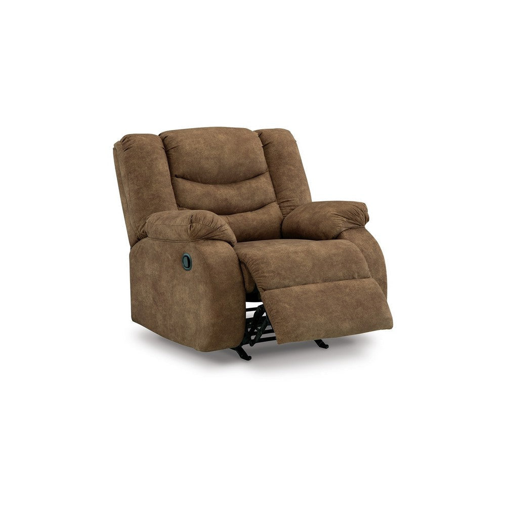 Ashley Zoj 40’’ Manual Recliner Chair Rocker Brown Faux Leather BM309318