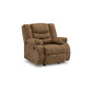 Zoj 40 Inch Manual Recliner Chair Rocker Cushioned Brown Faux Leather By Casagear Home BM309318