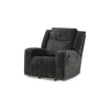 Kavi 42 Inch Manual Recliner Chair Cushioned Black Polyester Upholstery By Casagear Home BM309320