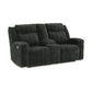 Kavi 76 Inch Power Recliner Loveseat Drop Down Table Black Polyester By Casagear Home BM309324