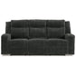 Kavi 87 Inch Power Recliner Sofa Drop Down Table Soft Black Polyester By Casagear Home BM309325