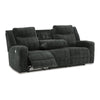 Kavi 87 Inch Power Recliner Sofa Drop Down Table Soft Black Polyester By Casagear Home BM309325