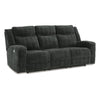 Kavi 87 Inch Power Recliner Sofa, Drop Down Table, Soft Black Polyester By Casagear Home