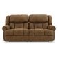 Avi 92 Inch Sofa, Dual Seat Power Recliner, Brown Faux Leather Upholstery By Casagear Home