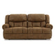 Ashley Avi 92" Sofa, Dual Seat Power Recliner, Brown Faux Leather