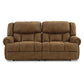 Avi 92 Inch Sofa Dual Seat Manual Recliner Brown Faux Leather Upholstery By Casagear Home BM309327