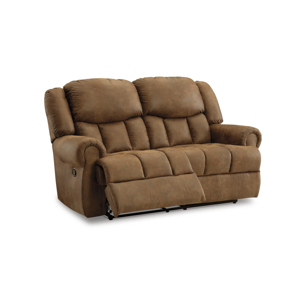 Avi 75 Inch Loveseat Manual Recliner Cushioned Brown Faux Leather By Casagear Home BM309331