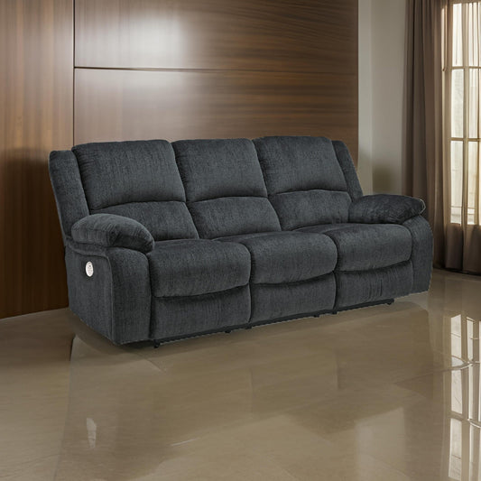 Ashley Wie 87" Power Recliner Sofa, USB, Slate Gray Chenille