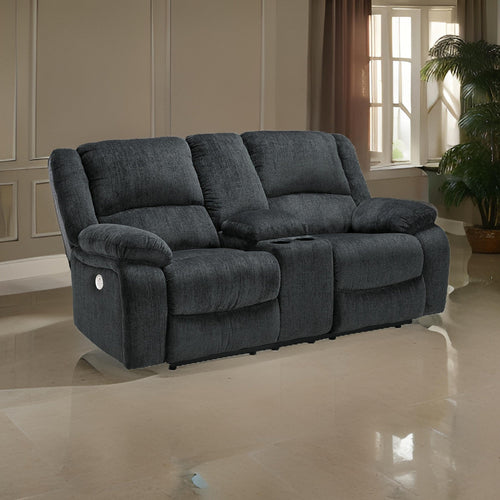 Ashley Wie 76" Power Recliner Loveseat, Console, Slate Gray