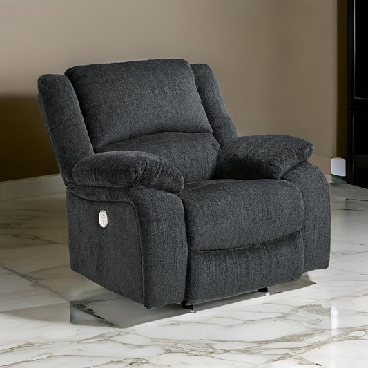 Wie 39 Inch Power Recliner Chair, Rocker, Slate Gray Chenille Upholstery By Casagear Home