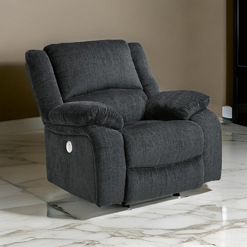 Ashley Wie 39 Inch Power Recliner Chair, Rocker, Slate Gray Chenille Upholstery