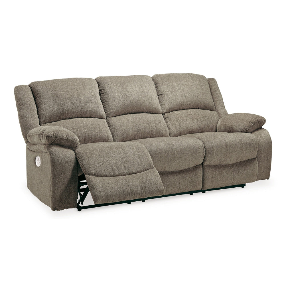 Wie 87 Inch Power Recliner Sofa USB Pewter Gray Chenille Upholstery By Casagear Home BM309335