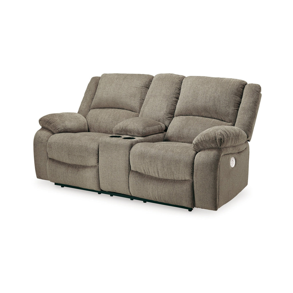 Wie 76 Inch Power Recliner Loveseat Center Console Pewter Gray Chenille By Casagear Home BM309336