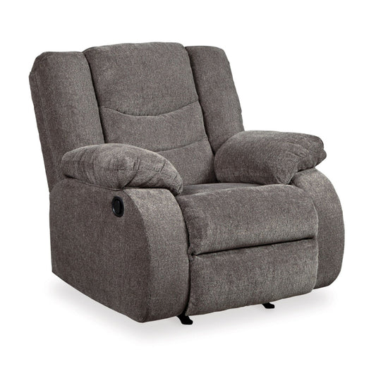 Tee 40 Inch Manual Recliner Chair Rocker Gray Chenille Upholstery By Casagear Home BM309341