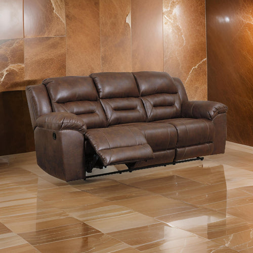 Ashley Aky 90" Manual Recliner Sofa, Dark Brown Faux Leather