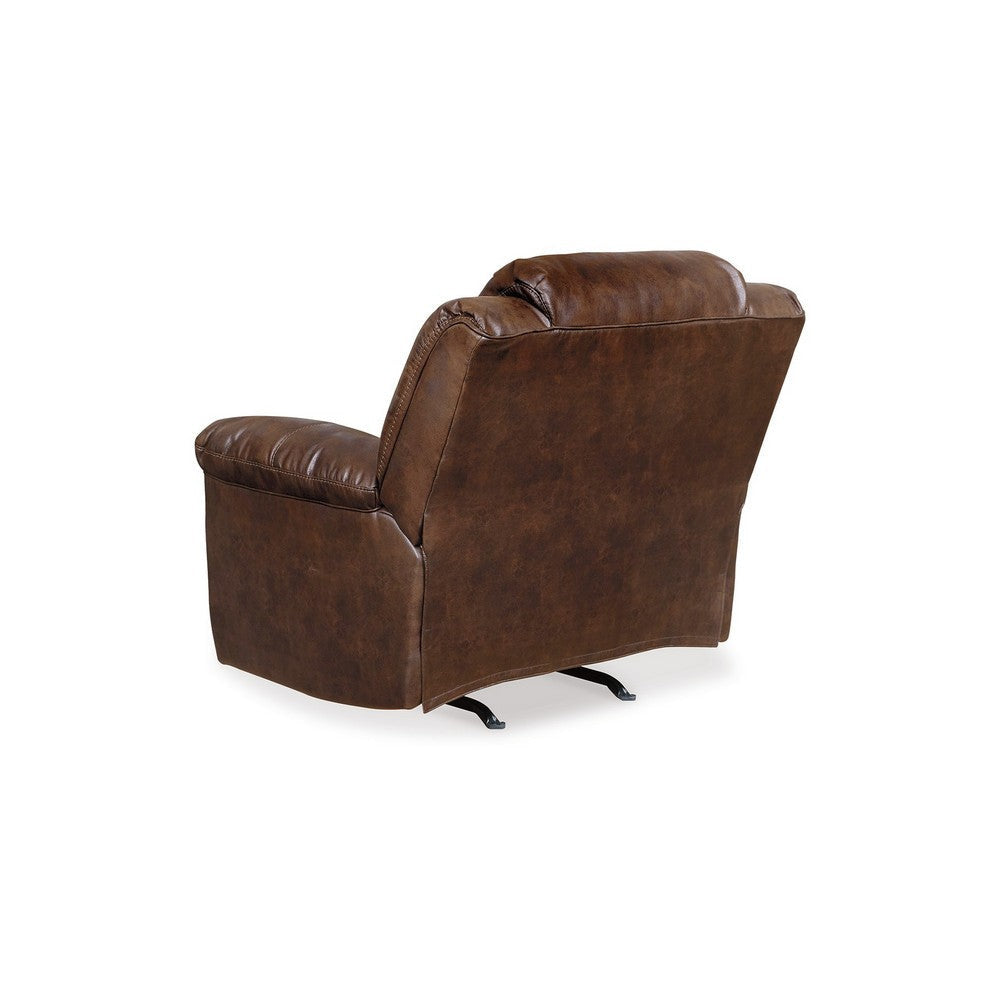 Ashley Aky 43’’ Power Recliner Chair Rocker Dark Brown Faux Leather
