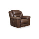 Ashley Aky 43" Power Recliner Chair Rocker, Dark Brown Faux Leather