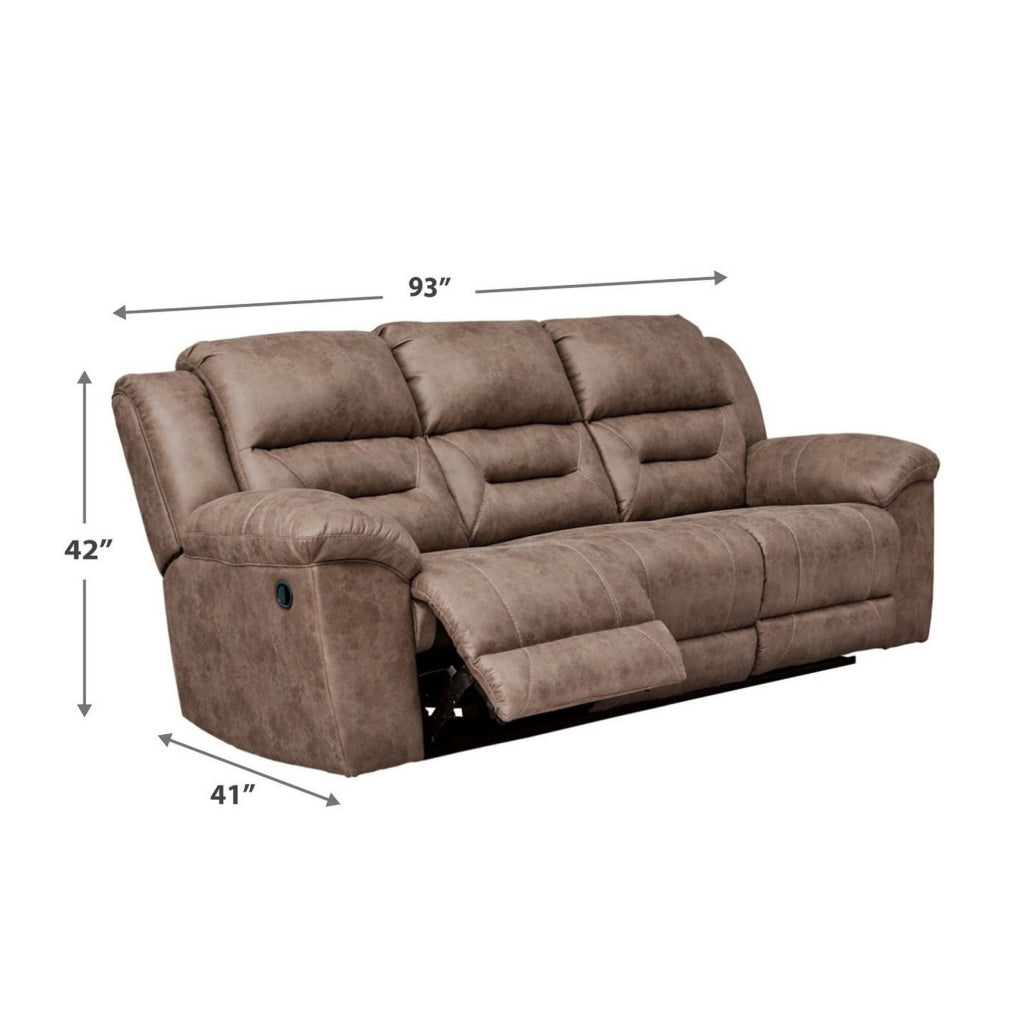 Aky 90 Inch Manual Recliner Sofa Cushioned Seat Soft Taupe Faux Leather By Casagear Home BM309353