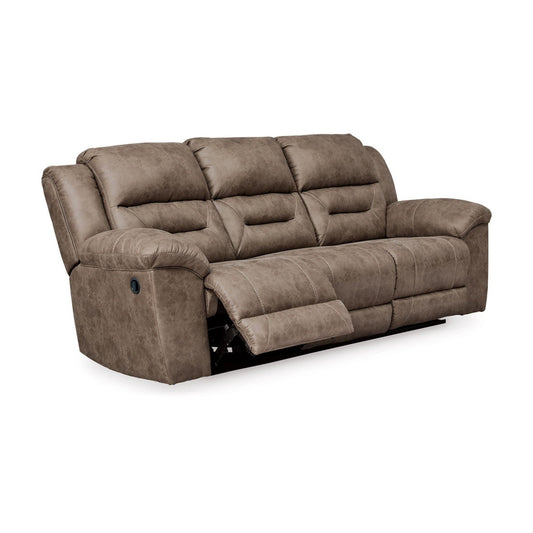 Ashley Aky 90" Manual Recliner Sofa, Soft Taupe Faux Leather