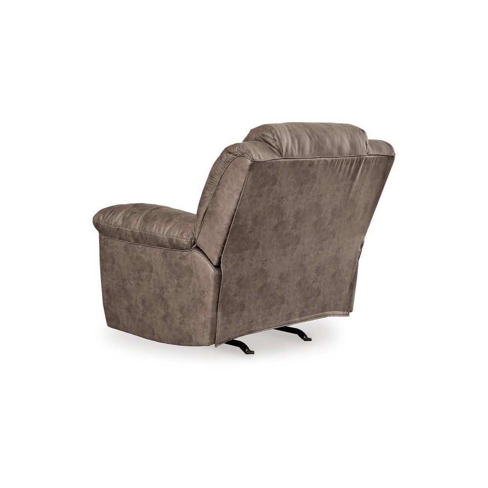 Ashley Aky 43’’ Power Recliner Chair Rocker Soft Taupe Faux Leather