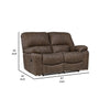 Fid 67 Inch Manual Recliner Loveseat Cushioned Seats Brown Faux Leather By Casagear Home BM309356