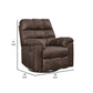 Cuf 39 Inch Swivel Glider Recliner Grid Tufting Vegan Leather Brown By Casagear Home BM309360