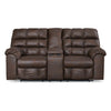 Cuf 79 Inch Double Reclining Loveseat With Console Grid Tufting Brown By Casagear Home BM309362