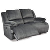 Yan 68 Inch Power Reclining Loveseat Cushioned Seat Charcoal Upholstery By Casagear Home BM309371