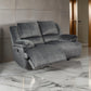 Yan 68 Inch Power Reclining Loveseat, Cushioned Seat, Charcoal Upholstery By Casagear Home