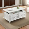 48 Inch Coffee Table Lift Top Function 2 Drawers White Poplar Wood By Casagear Home BM309379