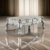 Ally 57 Inch Coffee Table Aspen Wood Classic Ornate Scrollwork White By Casagear Home BM309393