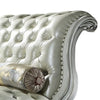 Ally 82 Inch Chaise Rolled Back Tufted White Faux Leather with Pillow By Casagear Home BM309396