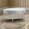 Kyna 50 Inch Coffee Table, Sintered Top, 1 Drawer, Classic Oval, Silver By Casagear Home