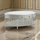 Kyna 50 Inch Coffee Table, Sintered Top, 1 Drawer, Classic Oval, Silver By Casagear Home