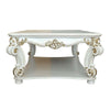 Jess 58 Inch Coffee Table Traditional Scrolled Legs White Brushed Gold By Casagear Home BM309420