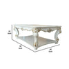 Jess 58 Inch Coffee Table Traditional Scrolled Legs White Brushed Gold By Casagear Home BM309420