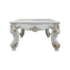 Jess 53 Inch Coffee Table Traditional Scrolled Legs Brushed Gold White By Casagear Home BM309422