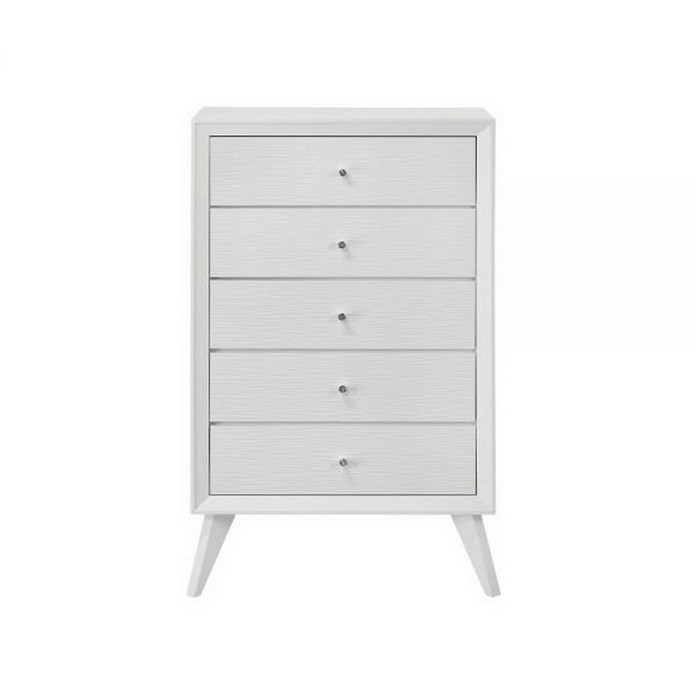 Siam 48 Inch Tall Dresser Chest 5 Drawers Rubberwood Sleek Modern White By Casagear Home BM309433