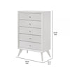 Siam 48 Inch Tall Dresser Chest 5 Drawers Rubberwood Sleek Modern White By Casagear Home BM309433