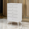 Siam 48 Inch Tall Dresser Chest, 5 Drawers, Rubberwood, Sleek Modern White By Casagear Home