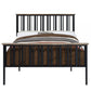 Nori Full Bed with Slatted Metal Frame MDF Wood Oak Brown and Black By Casagear Home BM309435