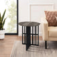 Nori 23 Inch End Table Round Top Metal Base MDF Antique Oak and Black By Casagear Home BM309437