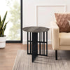 Nori 23 Inch End Table Round Top Metal Base MDF Antique Oak and Black By Casagear Home BM309437