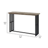 Nori 47 Inch Sofa Table Metal Strip Base MDF Antique Oak Brown and Black By Casagear Home BM309438