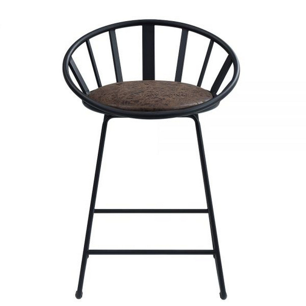 Nori 23 Inch Counter Height Chair Set of 2 Pyramid Faux Leather Black By Casagear Home BM309441