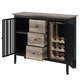 Nori 47 Inch Sideboard Buffet 3 Drawers Antique Oak Brown and Black By Casagear Home BM309442
