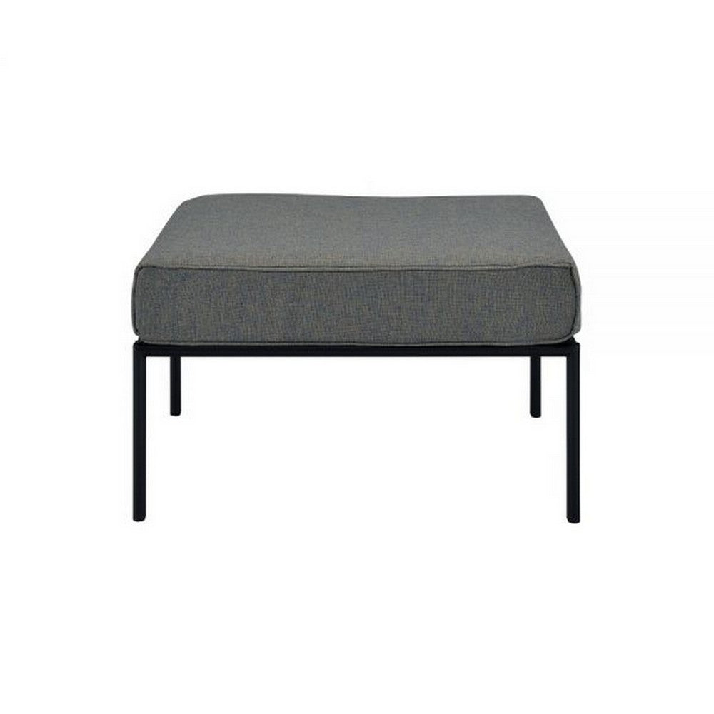 Rain 29 Inch Outdoor Patio Ottoman, Waterproof Polypropylene, Smooth Gray By Casagear Home