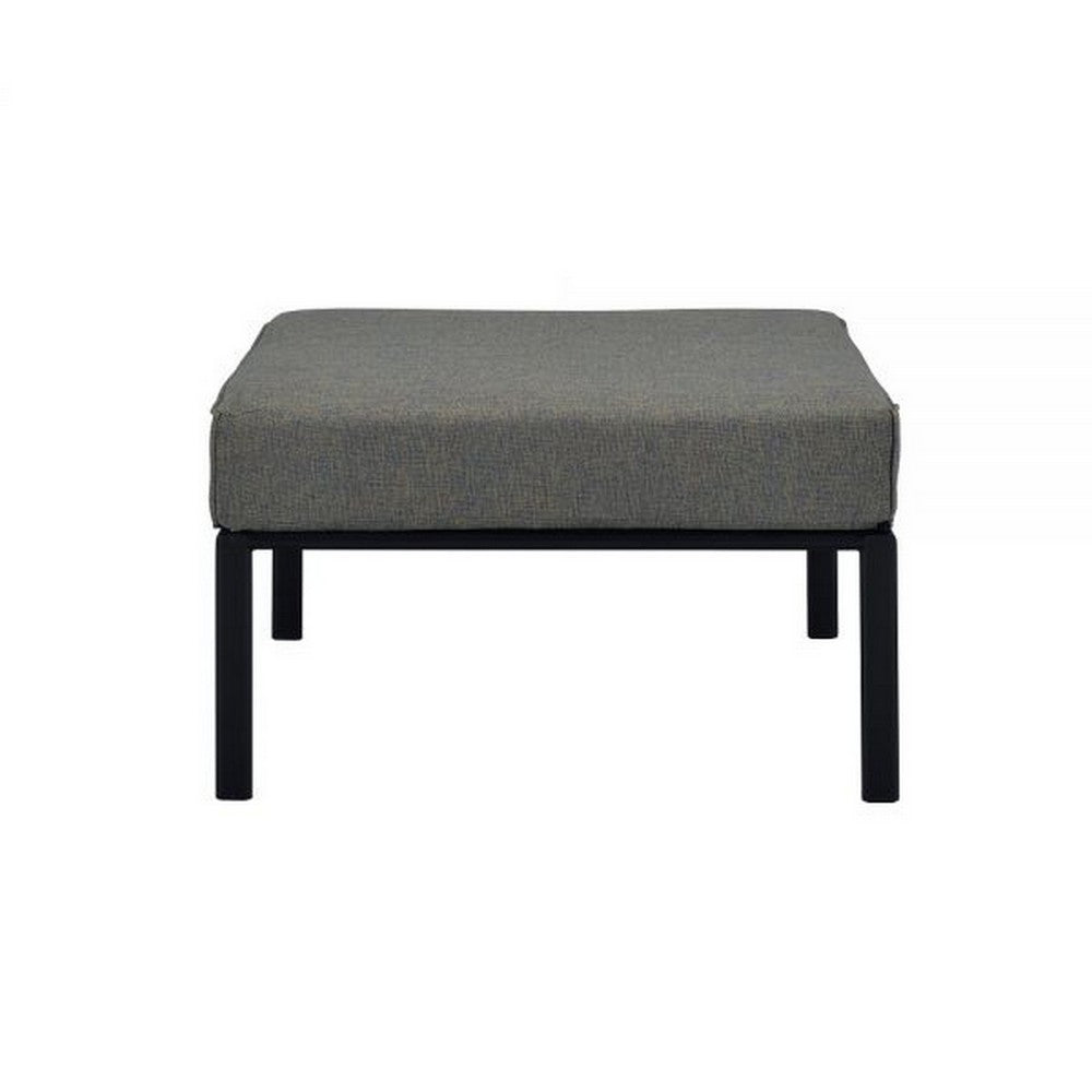 Rain 29 Inch Outdoor Patio Ottoman, Waterproof Polypropylene, Smooth Gray By Casagear Home