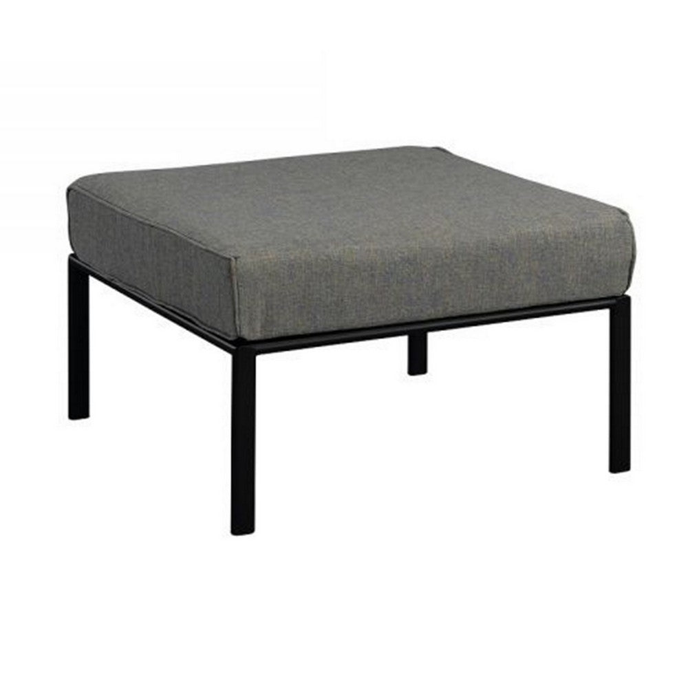 Rain 29 Inch Outdoor Patio Ottoman, Waterproof Polypropylene, Smooth Gray By Casagear Home