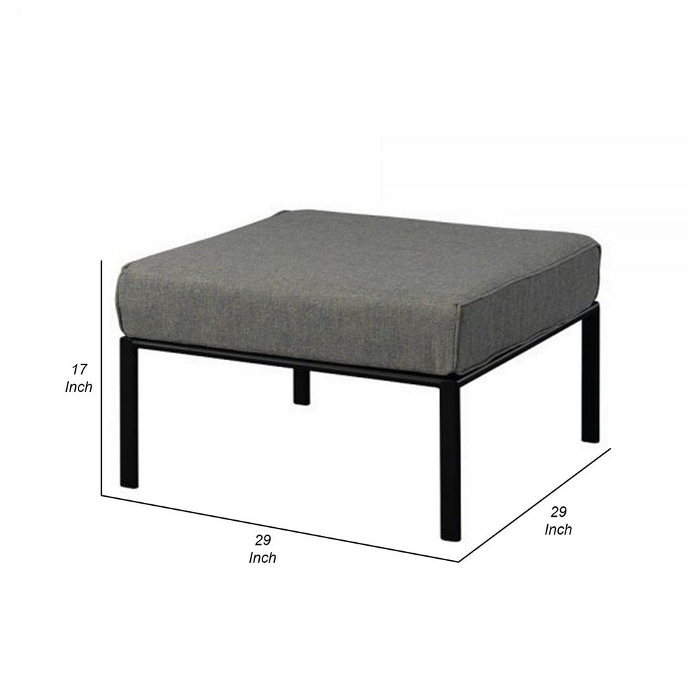 Rain 29 Inch Outdoor Patio Ottoman, Waterproof Polypropylene, Smooth Gray By Casagear Home